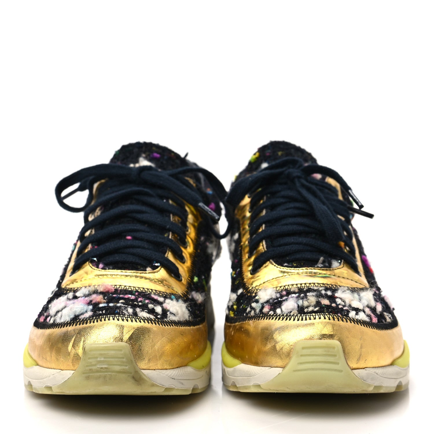 Chanel Tweed Lambskin Runway Sneakers 36 Black Multicolor 2 of 6