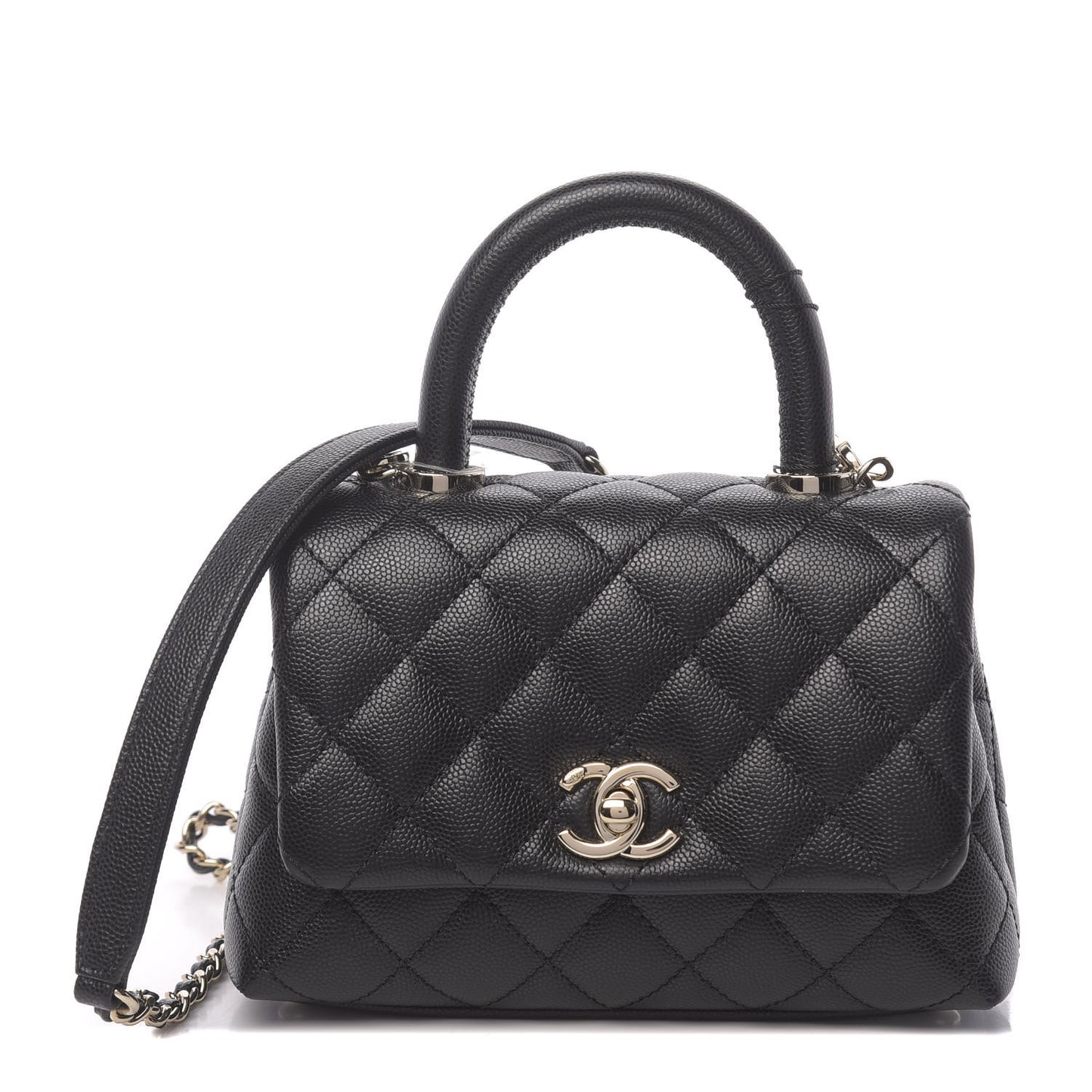 Caviar Quilted Extra Mini Coco Handle Flap Black