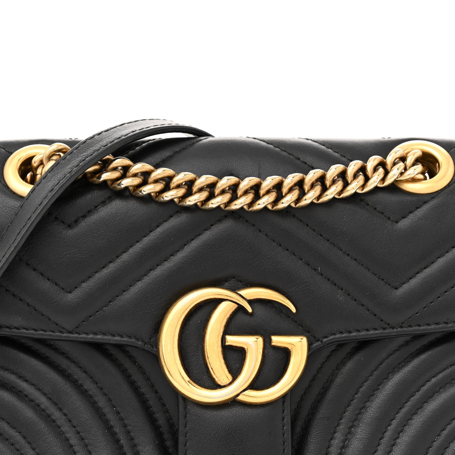 Gucci Calfskin Matelasse Mini GG Marmont Shoulder Bag Black 8 of 11