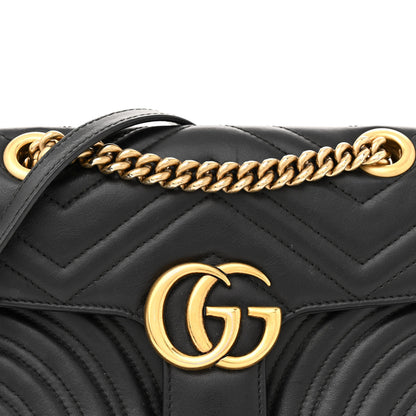 Gucci Calfskin Matelasse Mini GG Marmont Shoulder Bag Black 8 of 11