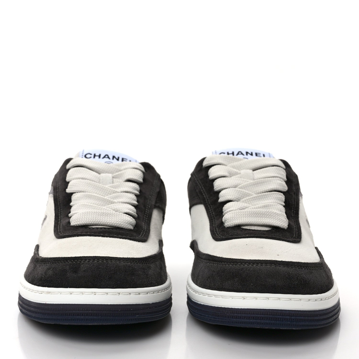 Chanel Suede Kidskin Womens CC Sneakers 36.5 Black White 2 of 9