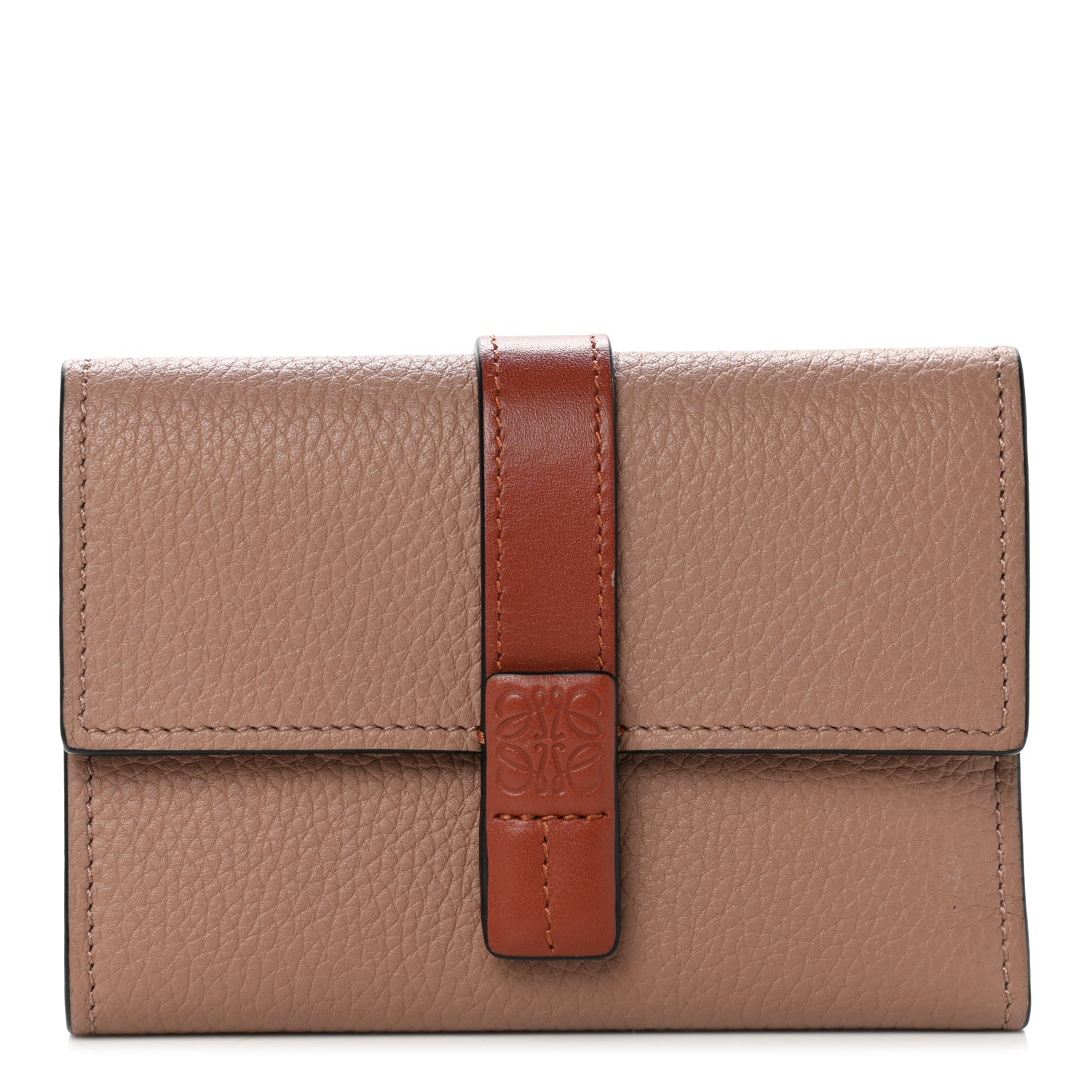 Loewe Grained Calfskin Small Vertical Wallet Dark Blush Dark Olive 1 of 11