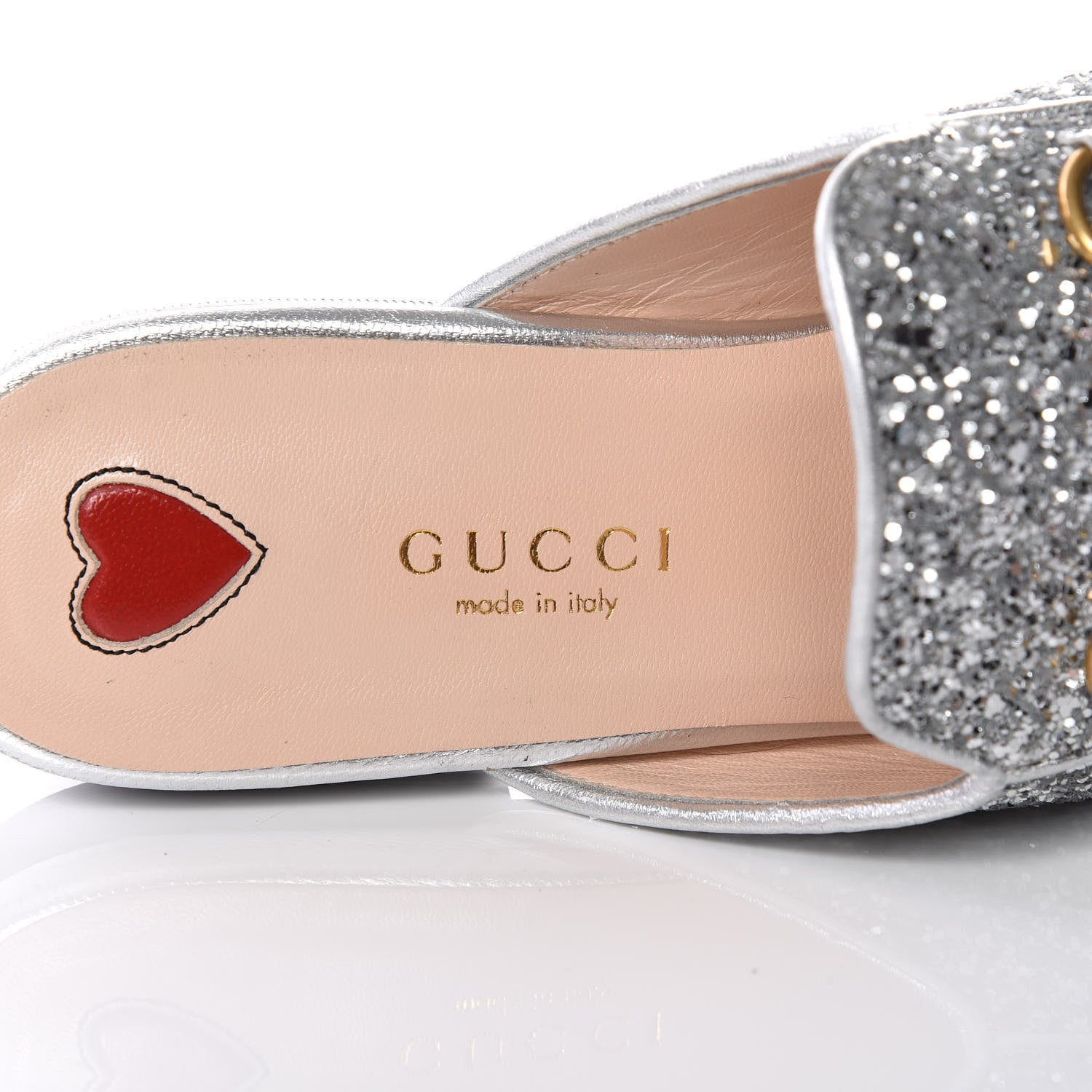 Gucci Glitter Womens Princetown Slippers 35 Silver 7 of 8