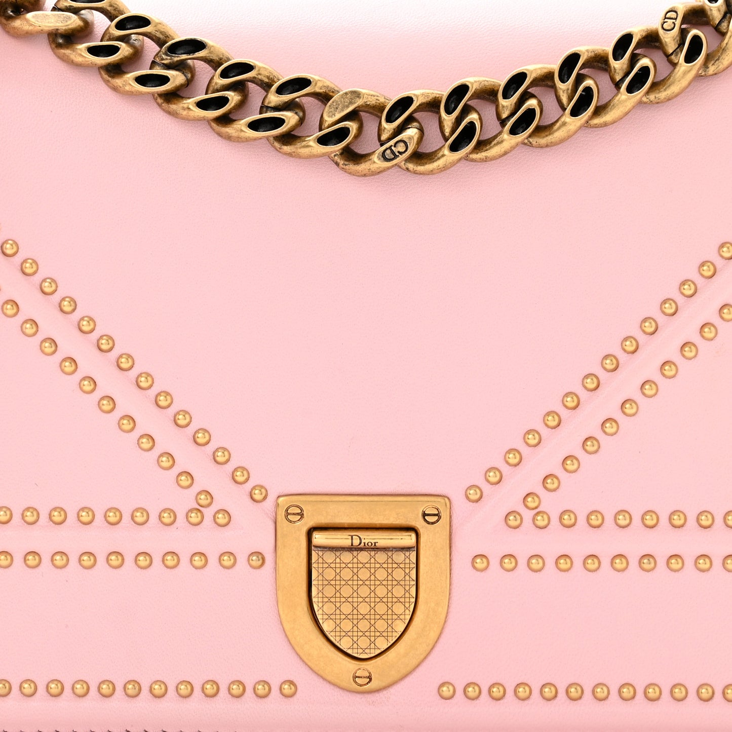 Lambskin Studded Small Diorama Flap Bag Baby Pink