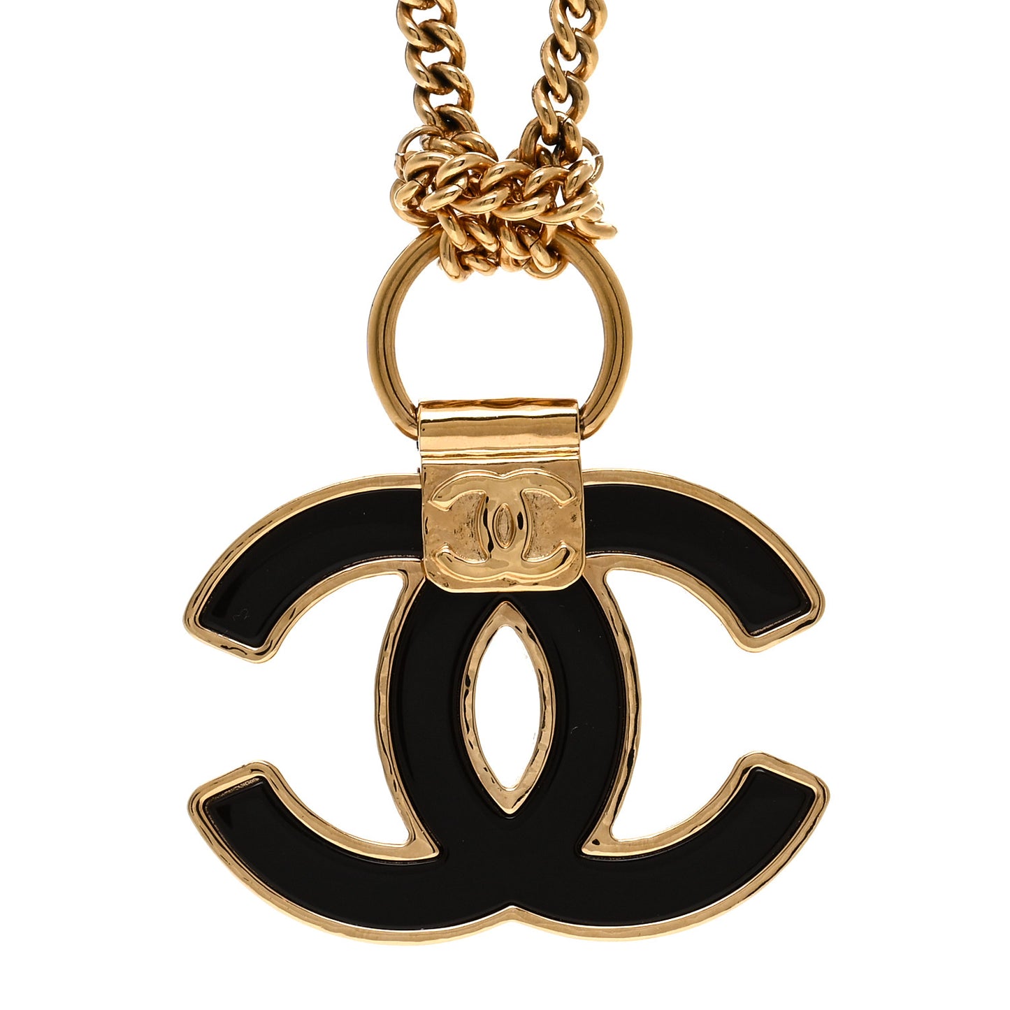 Metal Resin CC Pendant Necklace Gold Brown