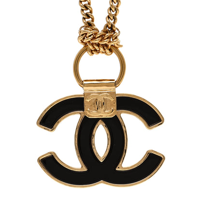 Chanel Metal Resin CC Pendant Necklace Gold Brown 4 of 6