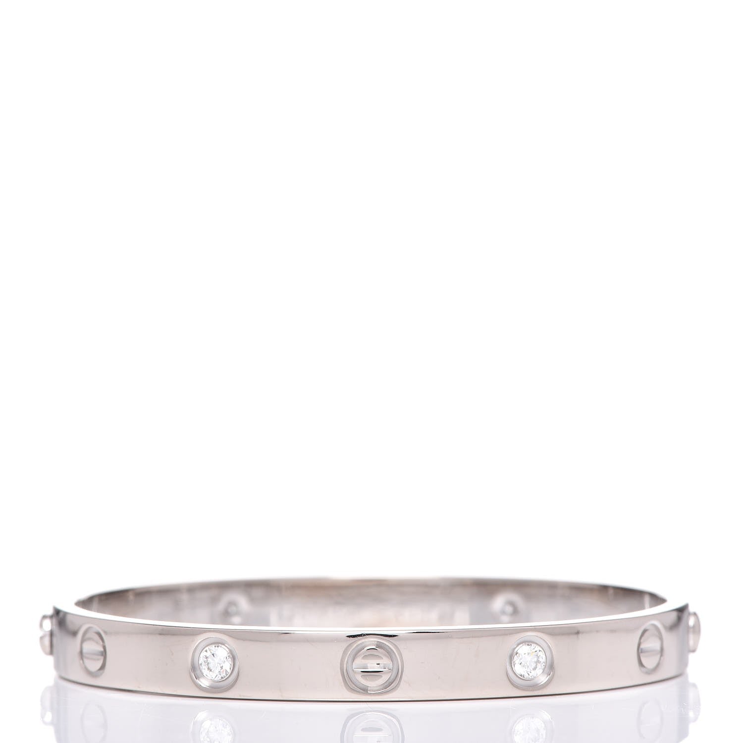 Cartier 18K White Gold 4 Diamond LOVE Bracelet 16 3 of 9