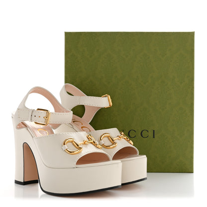 Gucci Nappa Charlotte Horsebit 40/135mm Platform Sandals 40.5 Mystic White 10 of 10