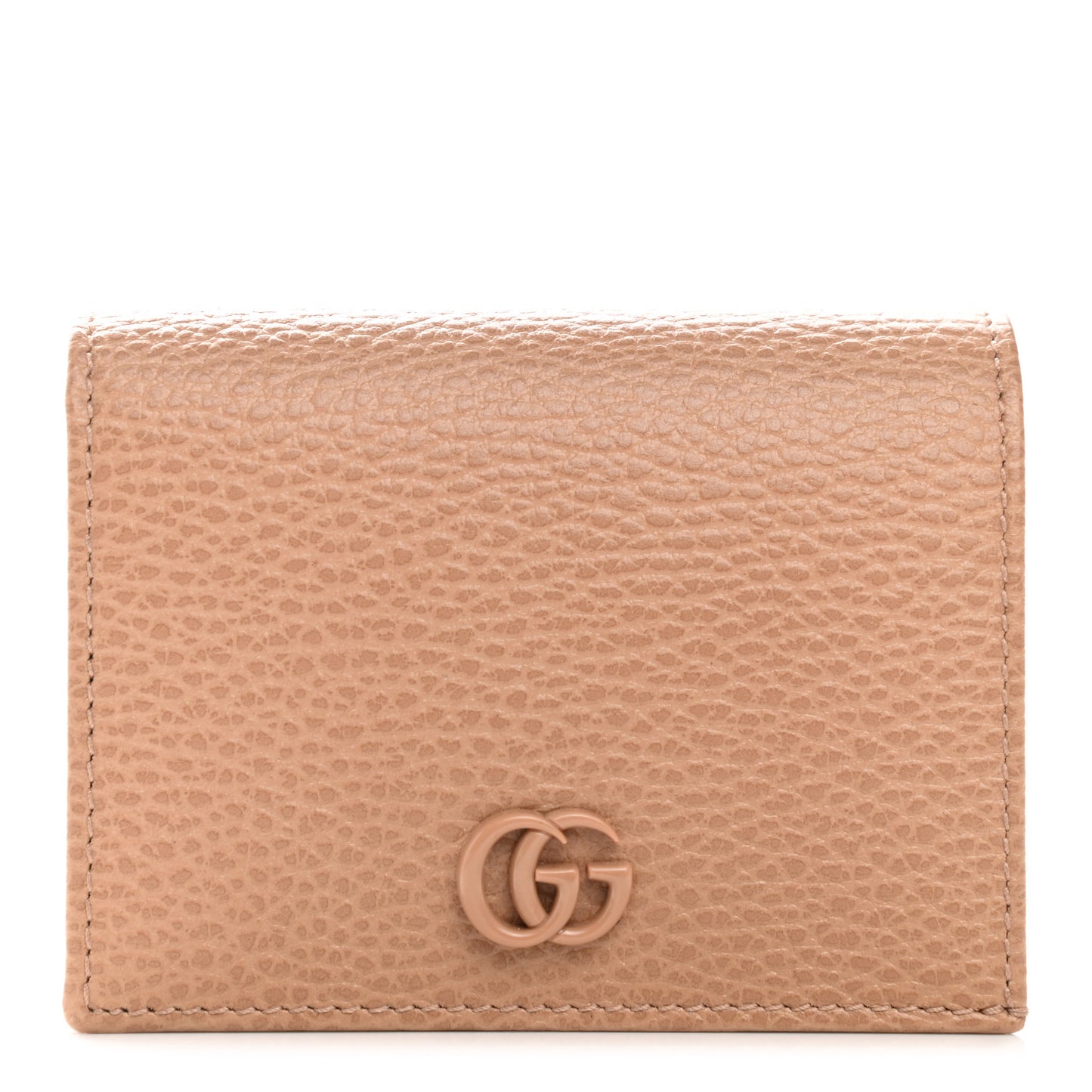 Dollar Calfskin Enamel Monochrome GG Marmont Card Case Camelia