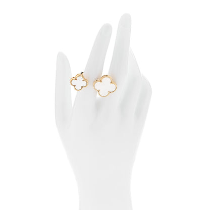Van Cleef & Arpels 18K Yellow Gold Mother of Pearl Magic Alhambra Between the Finger Ring 53 6.5 2 of 6