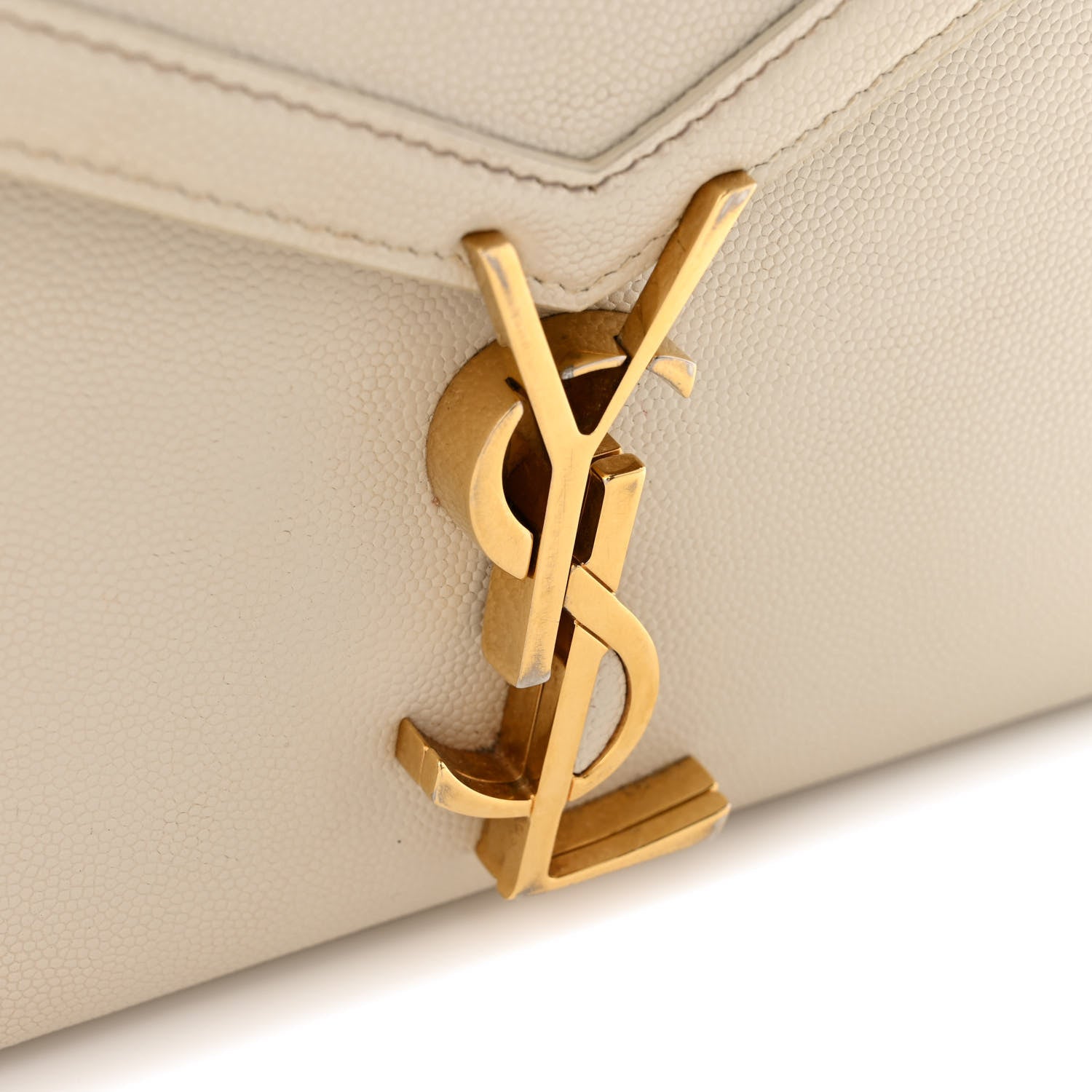 Saint Laurent Grain de Poudre Mini Classic Monogram Cassandra Top Handle Vintage White 12 of 14