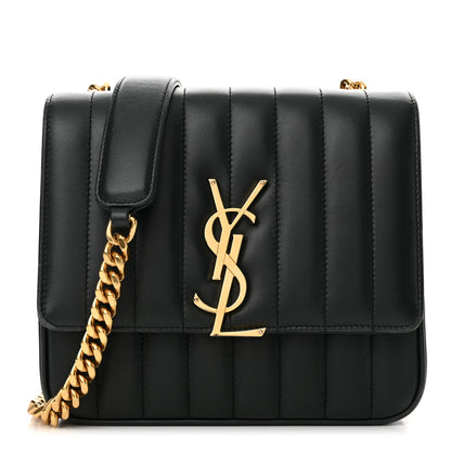 Saint Laurent Lambskin Matelasse Monogram Medium Vicky Chain Bag Algae 1 of 16