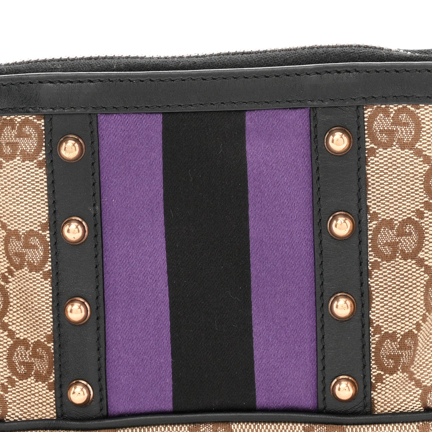 Gucci Monogram Web Studded Chain Clutch Purple 7 of 9