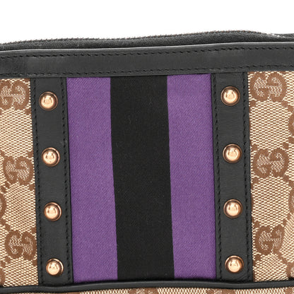 Gucci Monogram Web Studded Chain Clutch Purple 7 of 9