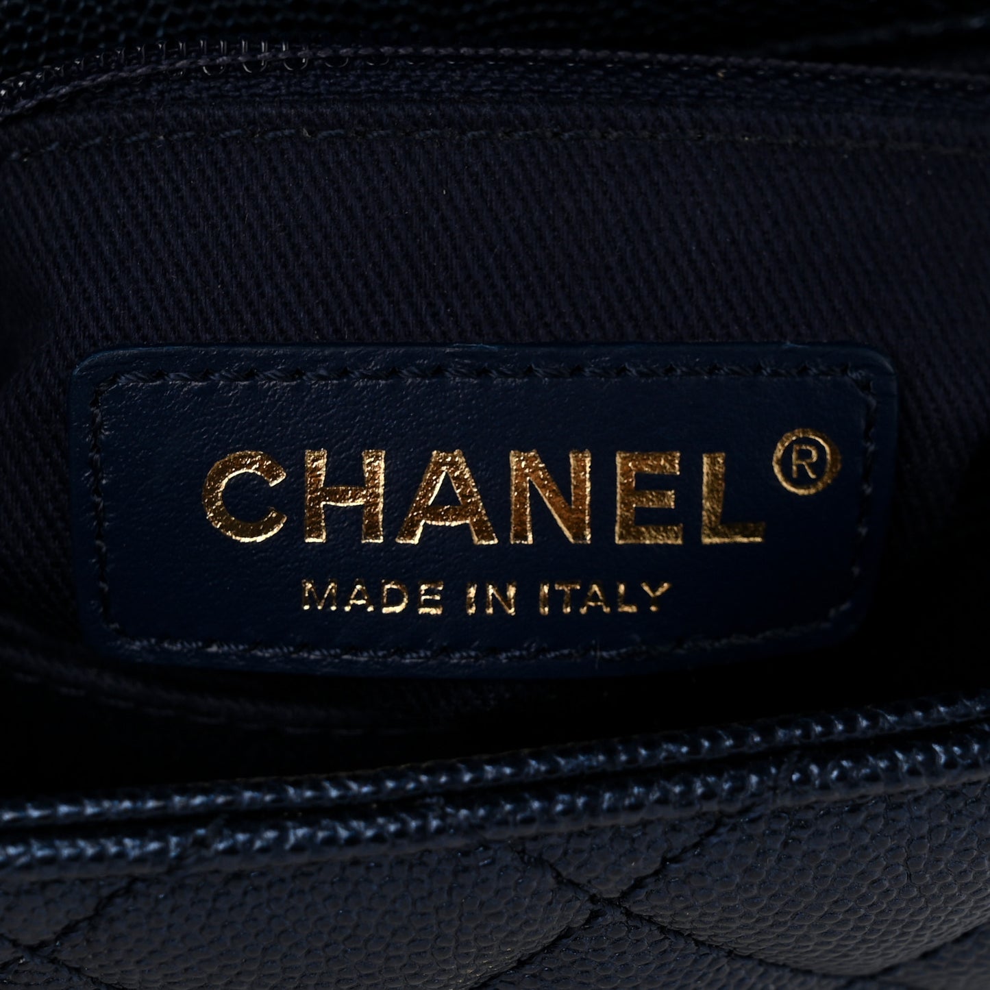 Iridescent Caviar Quilted Extra Mini Coco Handle Flap Dark Blue