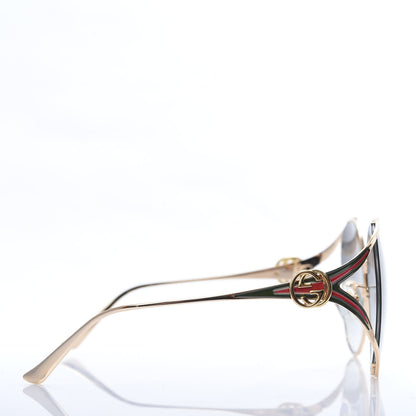 Gucci Metal Oversized Round Frame GG0225S Sunglasses Gold 3 of 8