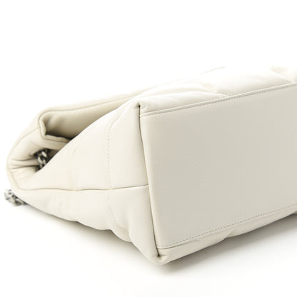 Saint Laurent Lambskin Quilted Medium Loulou Puffer Monogram Chain Satchel Blanc Vintage 6 of 10