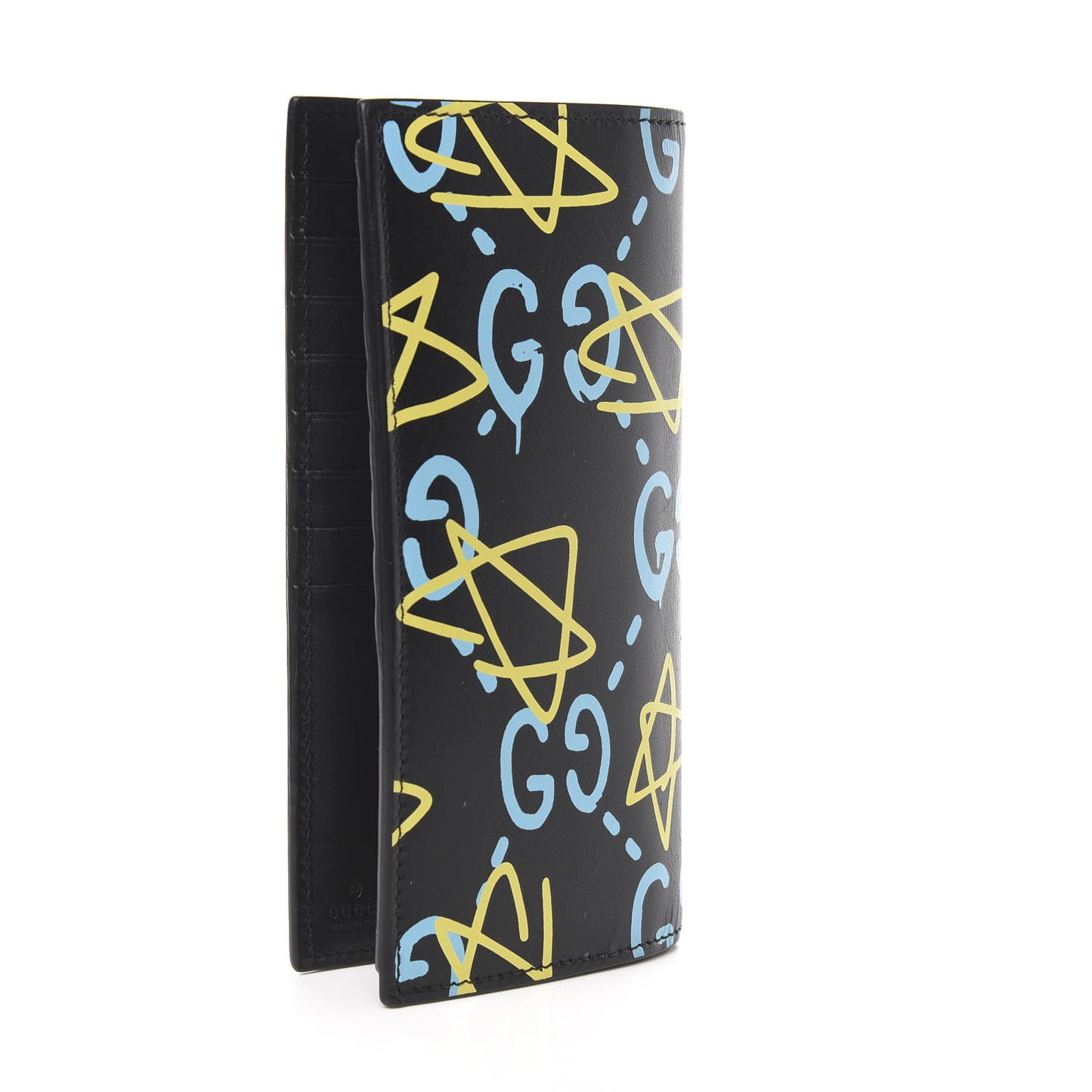 Calfskin GucciGhost Bi-Fold Long Wallet Black New Acquamarine
