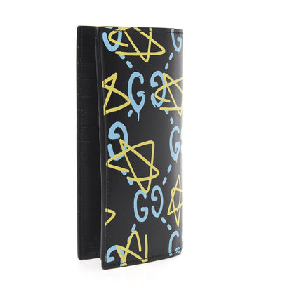 Gucci Calfskin GucciGhost Bi-Fold Long Wallet Black New Acquamarine 3 of 8