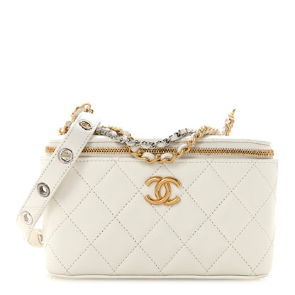Chanel Goatskin Quilted Punk Essentials Vanity Case With Chain White 1 of 14