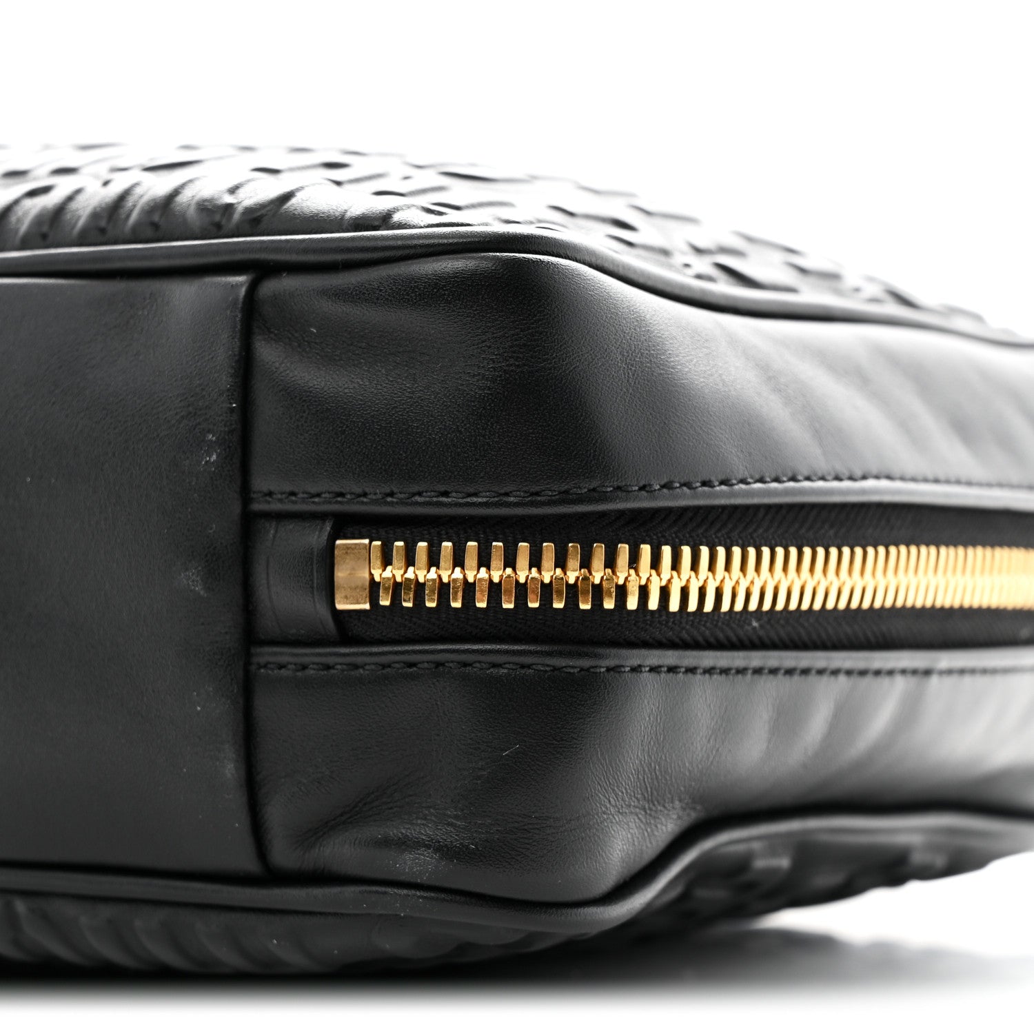 Miu Miu Softy Logo Embossed Chain Shoulder Bag Black 9 of 9