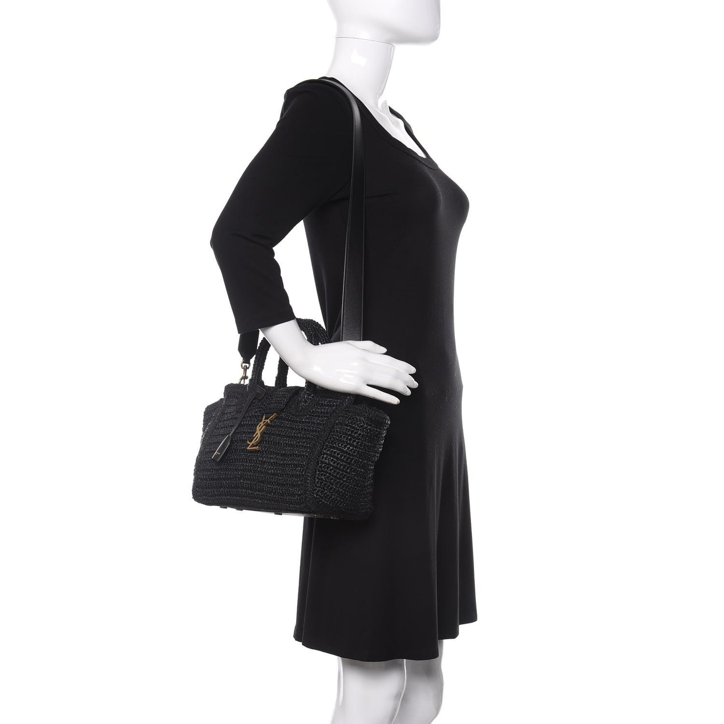 Raffia Baby Monogram Downtown Cabas Black