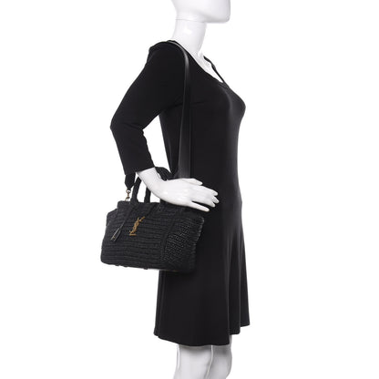 Saint Laurent Raffia Baby Monogram Downtown Cabas Black 2 of 10