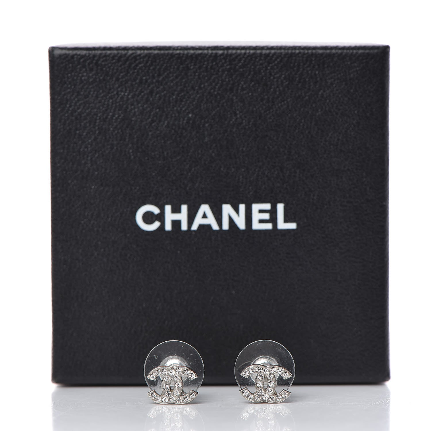 Chanel Crystal Mini Timeless CC Earrings Silver 5 of 5
