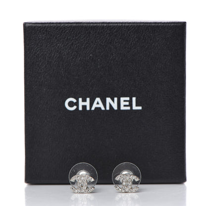 Chanel Crystal Mini Timeless CC Earrings Silver 5 of 5