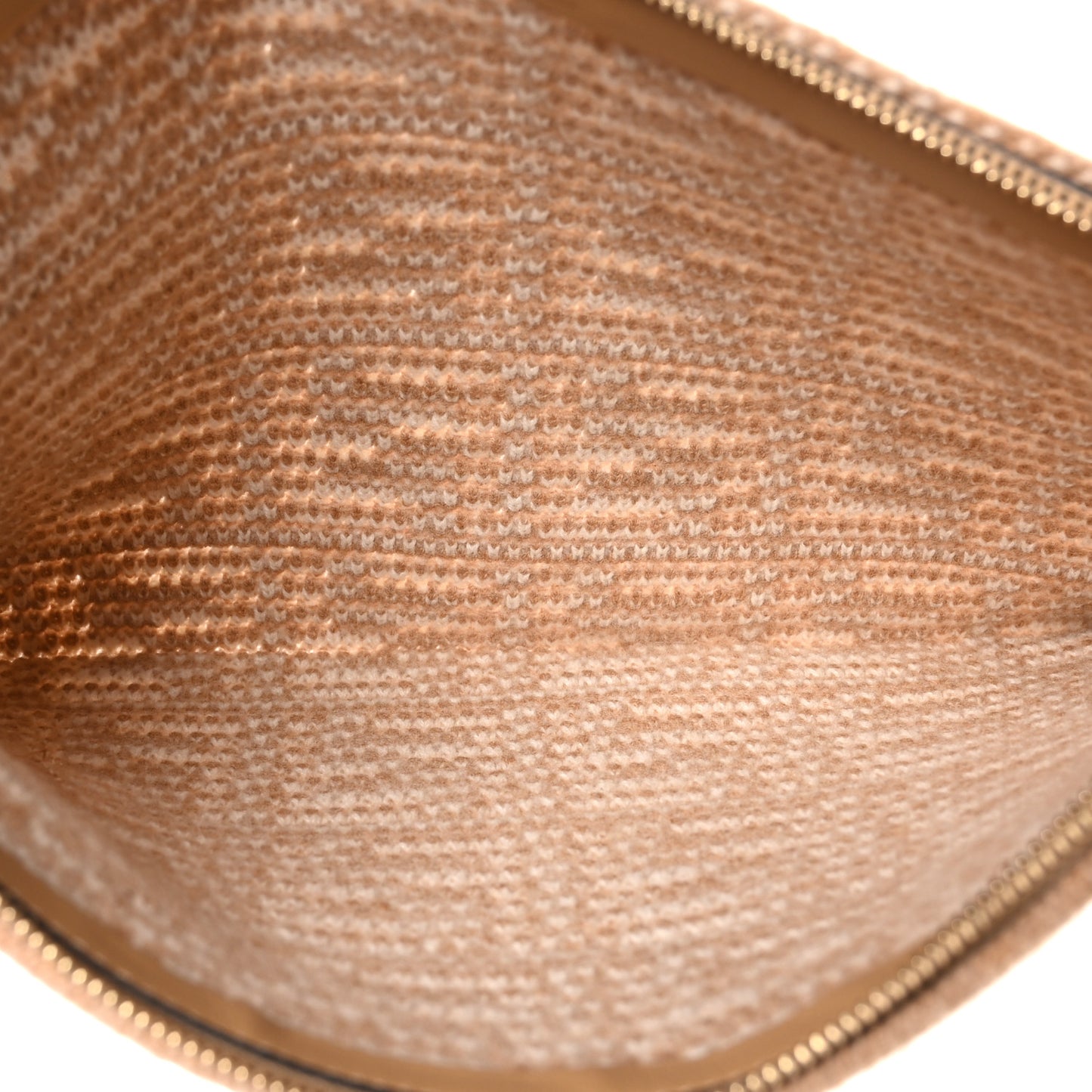 Fabric Calfskin FF Woven Large Flat Pouch Cammello