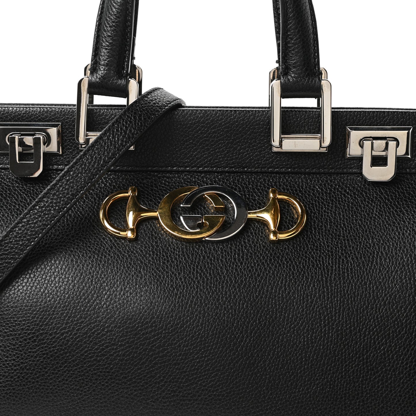 Grainy Calfskin Small Zumi Top Handle Bag Black