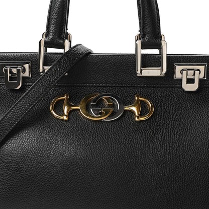 Gucci Grainy Calfskin Small Zumi Top Handle Bag Black 8 of 10