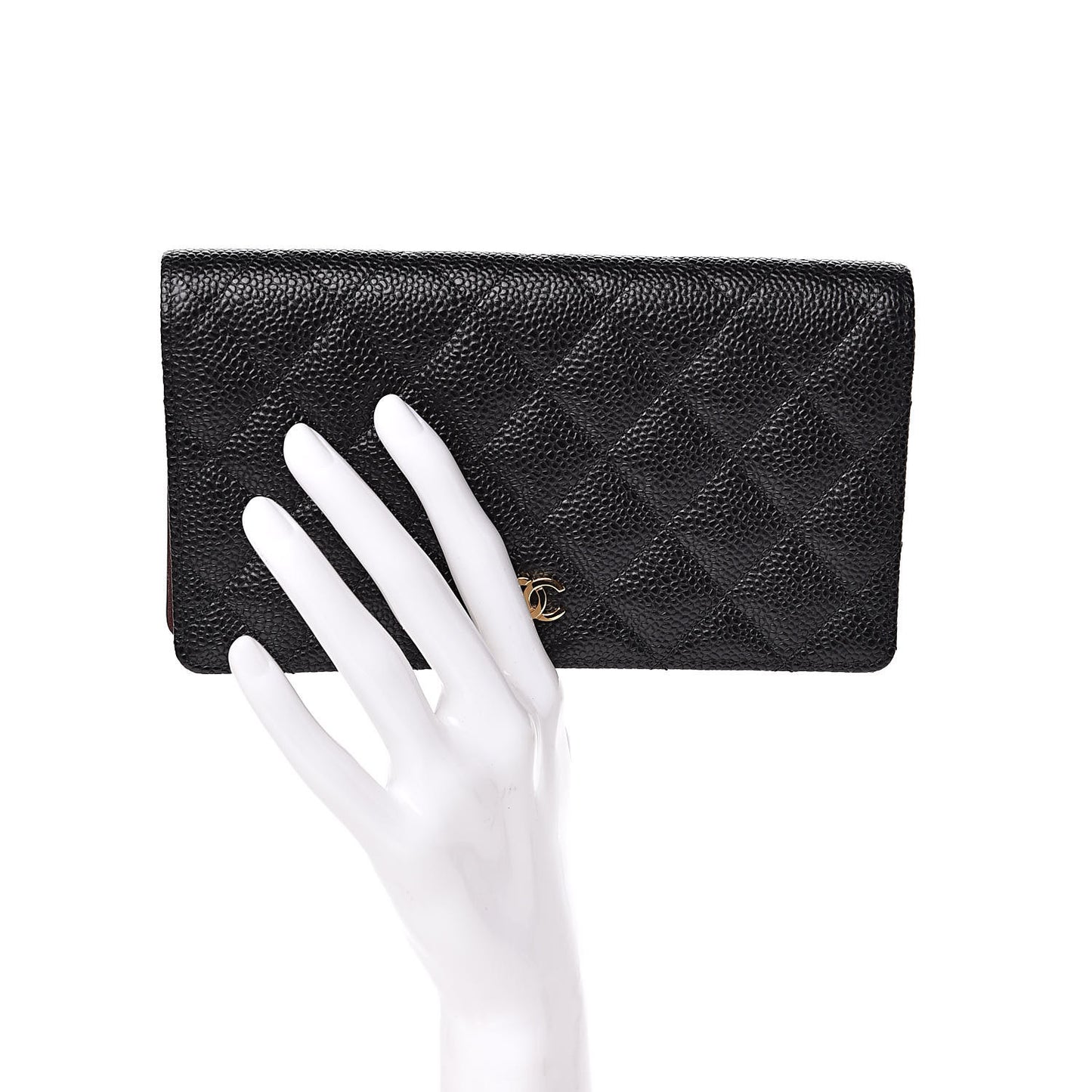 Caviar Quilted Yen Wallet Black