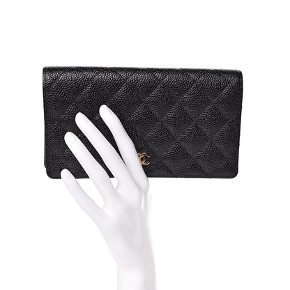 Chanel Caviar Quilted Yen Wallet Black 2 of 9