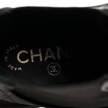 Chanel Calfskin Patent Cap Toe Quilted Short Boots 35.5 Black 7 of 9