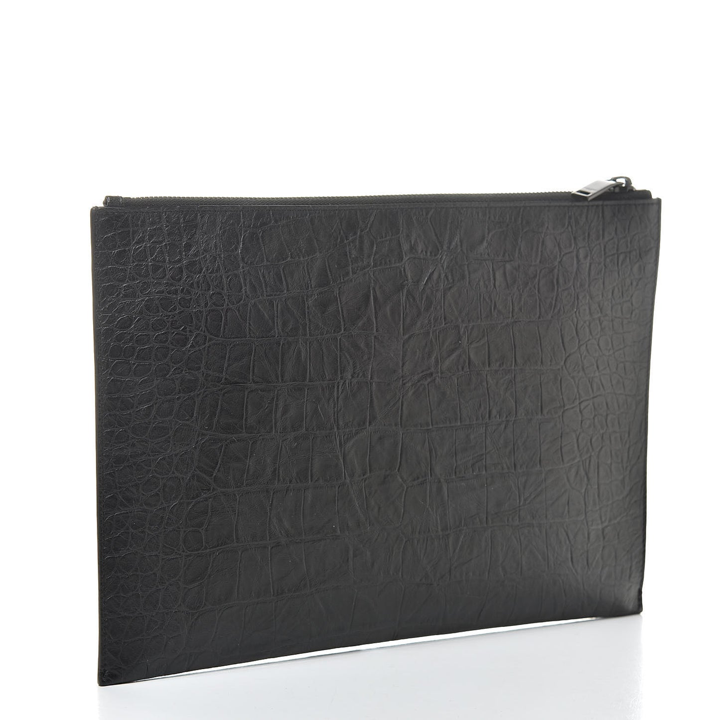 Calfskin Crocodile Embossed Monogram iPad Case Black