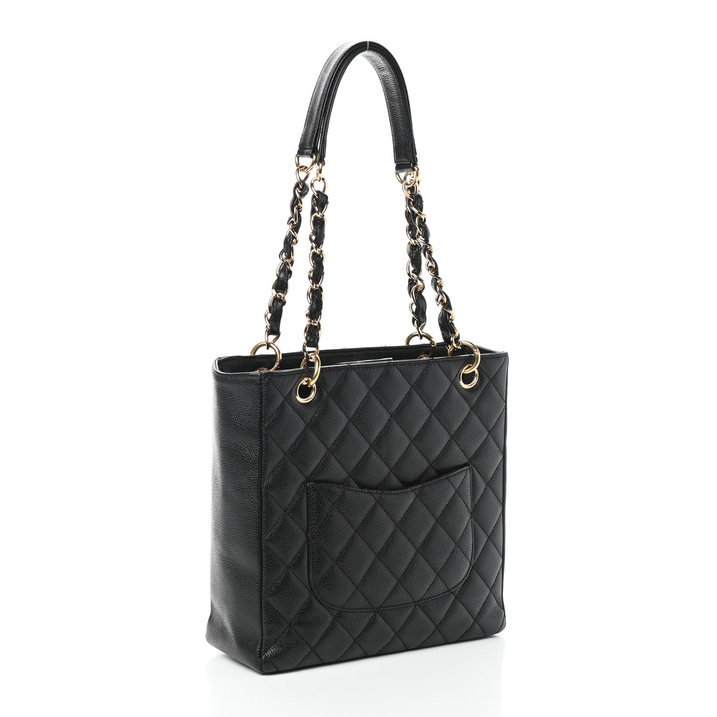 Caviar Quilted Petit Shopping Tote PST Black