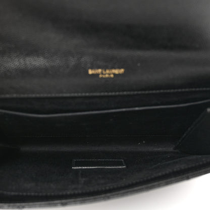 Saint Laurent Grain De Poudre Textured Mixed Matelasse Triquilt Monogram Clutch Black 5 of 8