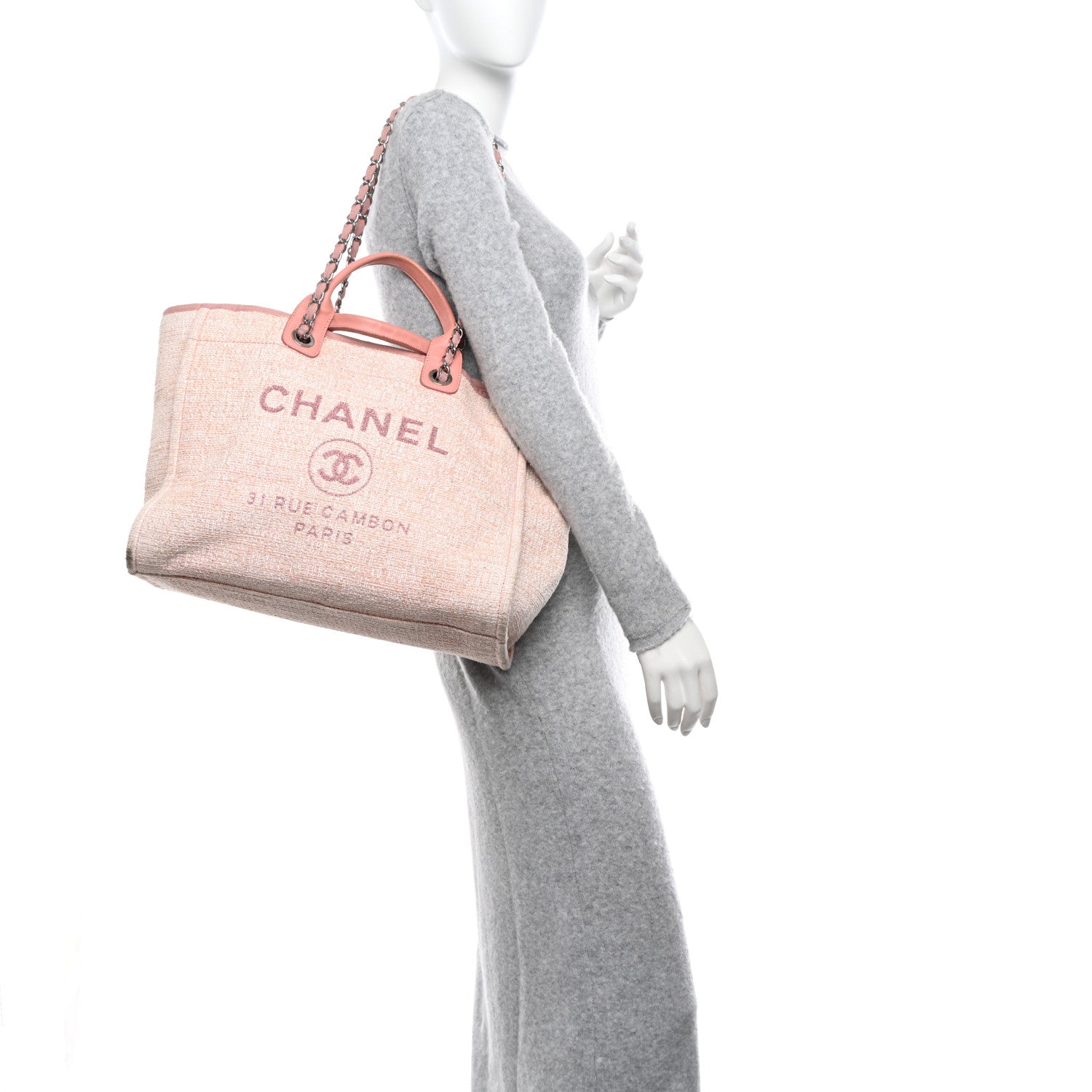 Chanel Straw Lurex Large Deauville Tote Pink 2 of 15