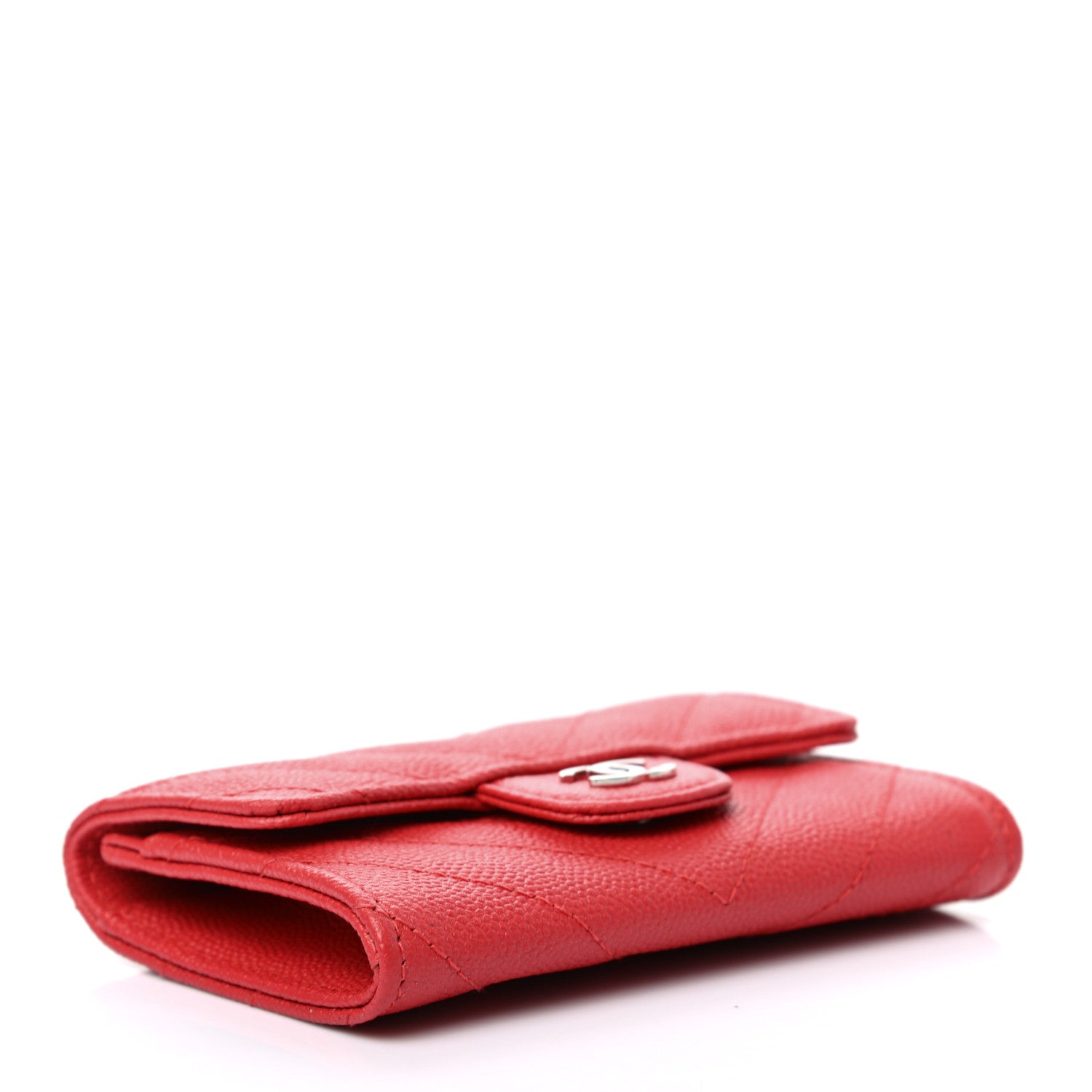 Chanel Caviar Chevron Quilted Flap Card Holder Red 4 of 8
