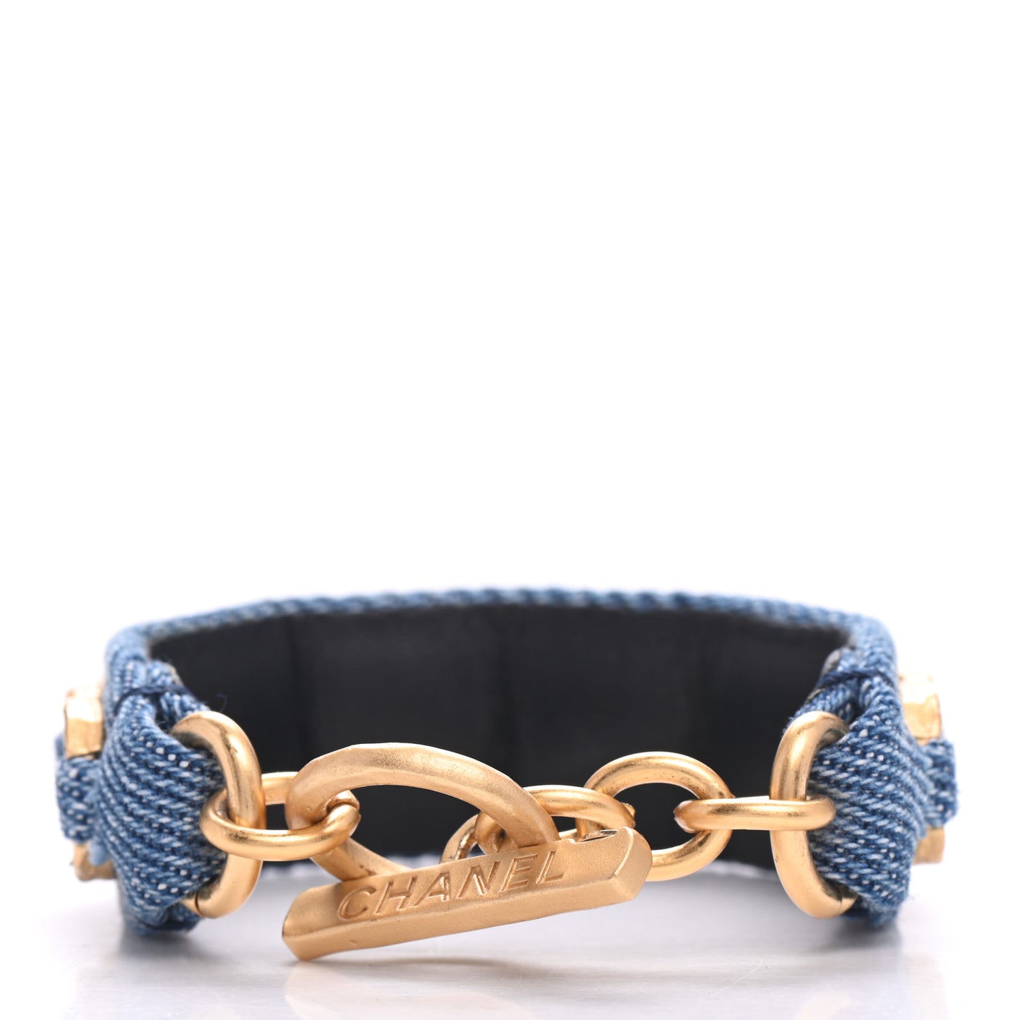 Denim CC Chain Link Bracelet Blue Gold