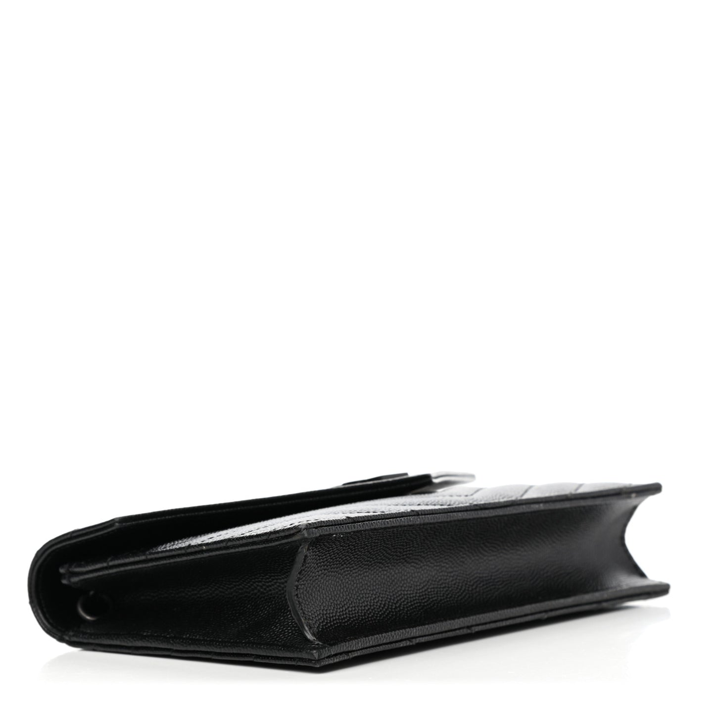 Grain De Poudre Matelasse Chevron Monogram Envelope Chain Wallet Black