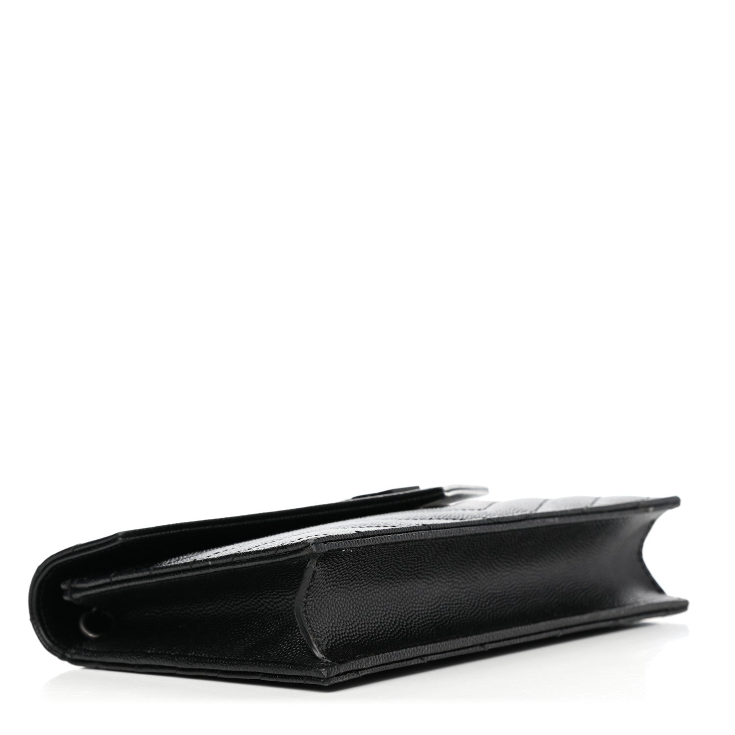 Saint Laurent Grain De Poudre Matelasse Chevron Monogram Envelope Chain Wallet Black 3 of 7
