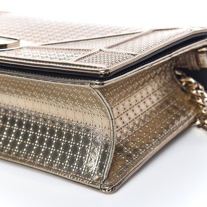 Christian Dior Metallic Patent Micro-Cannage Medium Diorama Flap Bag Gold 7 of 11