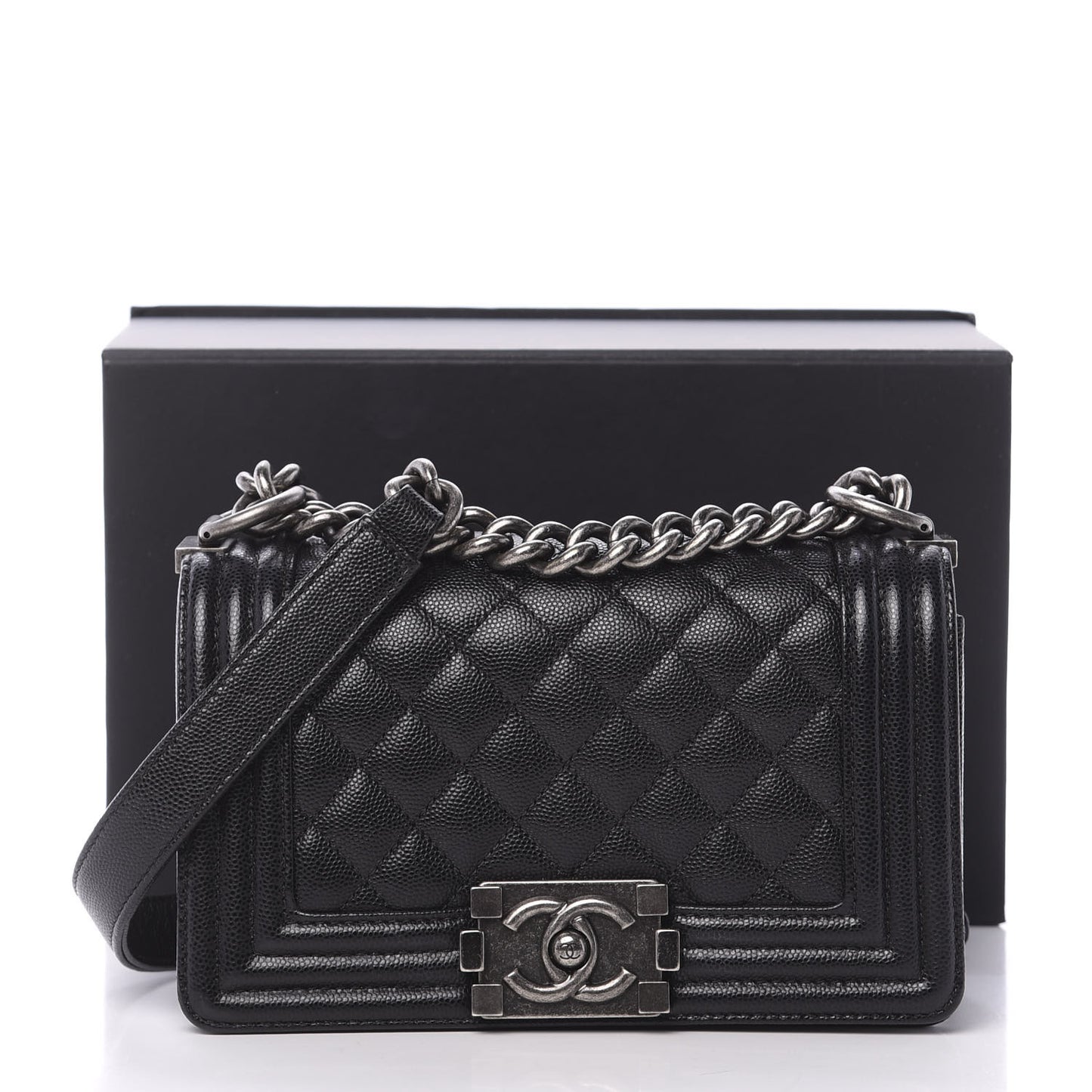 Caviar Quilted Small Boy Flap Black