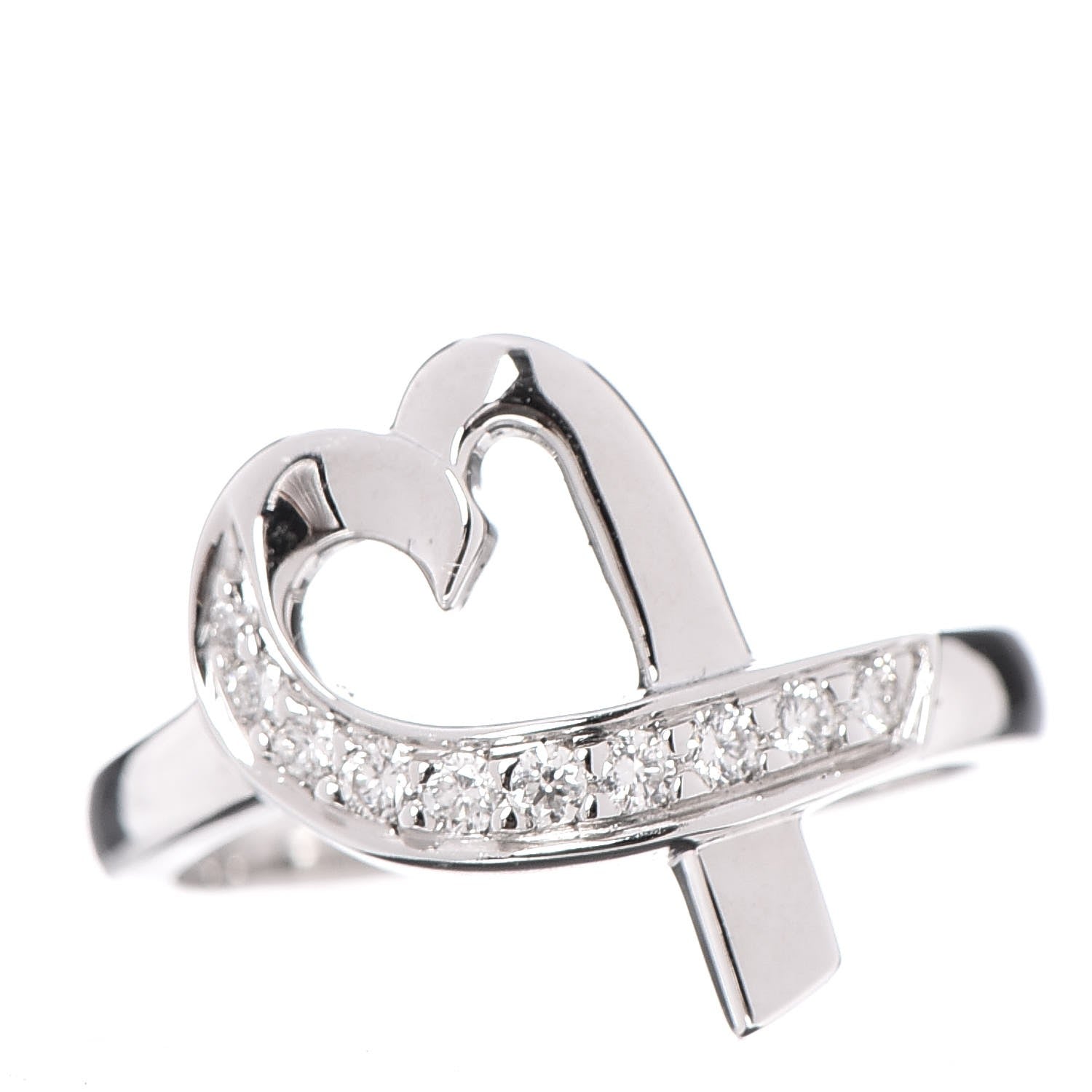 Tiffany 18K White Gold Diamond Paloma Picasso Loving Heart Ring 52 6 1 of 6