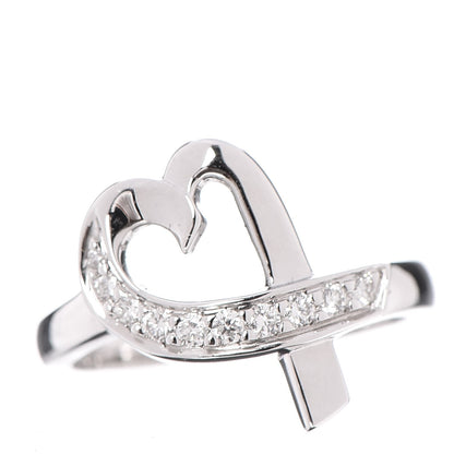 Tiffany 18K White Gold Diamond Paloma Picasso Loving Heart Ring 52 6 1 of 6