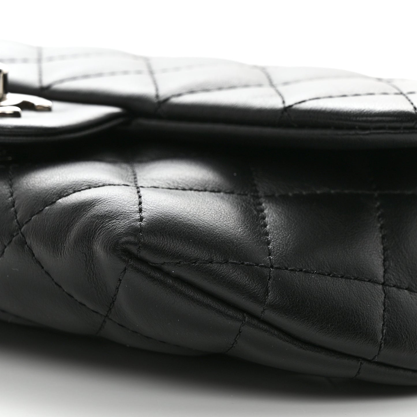 Calfskin Quilted CC Uniform Flap Belt Bag Black