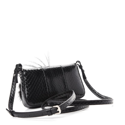 Fendi Elaphe Rabbit Fox Fur Micro Buggie Baguette Black 3 of 10