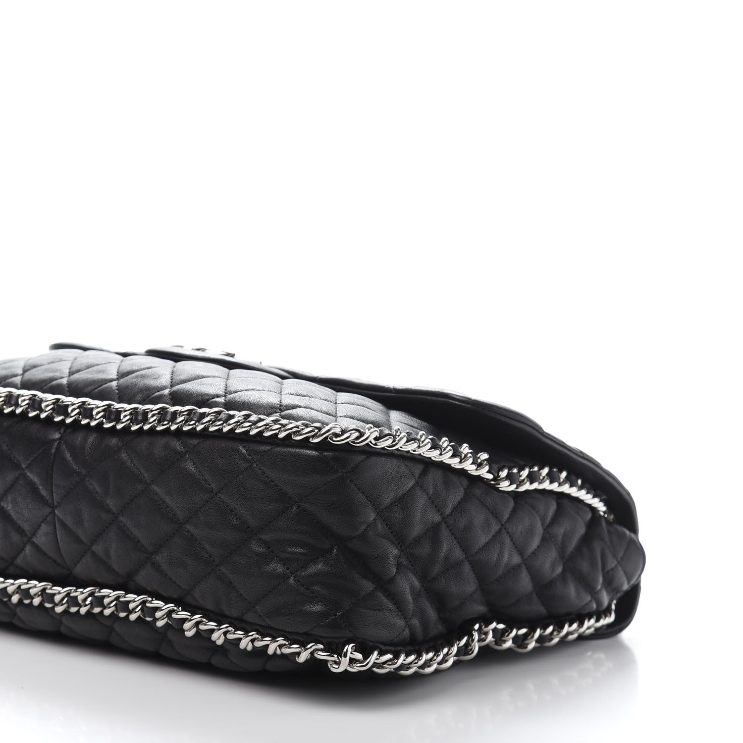 Chanel Washed Lambskin Quilted Maxi Chain Around Flap Black 9 of 12